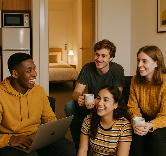 Happy students in 4stay property